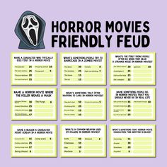 a movie ticket with the words horror movies friendly fud on it and an image of a