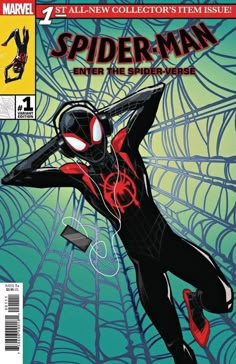 the cover to spider - man enter the spiderverse