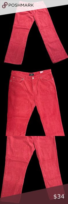 Grayers Men’s Rhubarb Red 36x30 Five Pocket Corduroy Straight Leg Pants in EUC