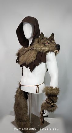 Animal Clothing Design, Fursona Outfit Ideas, Animal Costume Ideas, Character Pose Ideas, Barbarian Outfit, Barbarian Character Design, Viking Oc, Hood Reference, Barbarian Cosplay