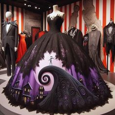 Wedding Dresses Halloween, Nightmare Before Christmas Dresses, Nightmare Before Christmas Wedding Dresses, Nightmare Before Christmas Wedding Ideas, Halloween Ballgown, Nightmare Before Christmas Wedding Dress, Nightmare Before Christmas Clothing, Nightmare Before Christmas Pictures, Christmas Wedding Dresses