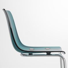 a chair that is sitting on top of a metal frame and has a glass seat