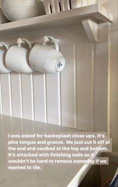 DIY tongue and groove kitchen backsplash - House Homemade Cottage Kitchen Backsplash, Kitchen Mantle, Vintage Inspired Bedroom, Wainscoting Kitchen, Rental Home Decor, Tongue And Groove Panelling, Diy Kitchen Backsplash, Cottagecore Home, Cottage Kitchens