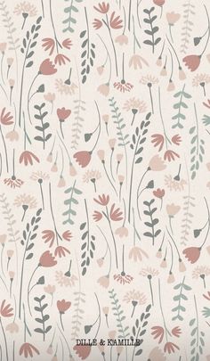 a floral pattern with pink and green leaves