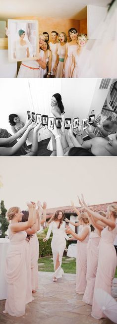 two pictures with different people in them and one has her hands up to the sky