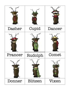 the different types of reindeers are shown in this picture, including names and pictures