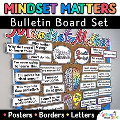 the bulletin board set includes posters, borders and letters to help students understand what they are doing