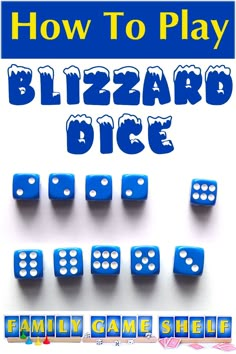 how to play the blizzard dice game with blue plastic dice and matching numbers on white background