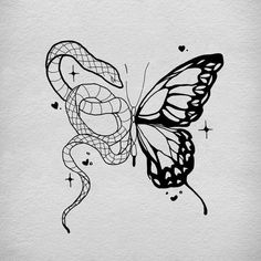 a black and white drawing of a butterfly