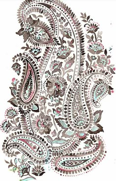 an intricately designed paisley print on white paper