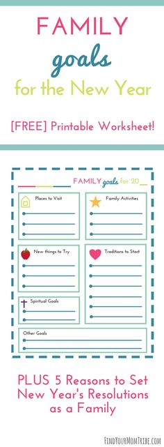 the family goals for the new year printable worksheet with text overlay