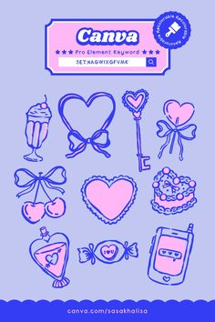 an image of some cute things in pink and blue