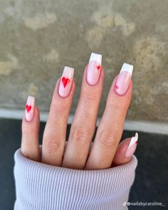 Butterfly Nail Designs, Long Square Nails, Valentines Day Nails, Nail Designs Tutorial, Nails Square, Nails 2024, Pink Valentines, Simple Valentine