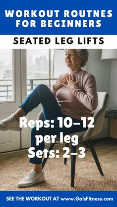 Kickstart your fitness journey with seated leg lifts, perfect for beginners! Enhance your dream home gym routine with this quick workout. Ideal for your healthy morning routine and beginner workout schedule. #dreamhomegym #dreamhomegyminspiration #howtoglowupinoneweek #quickworkout #beginnerworkoutschedule #healthymorningroutine #bodyweightworkoutbeginner #gymworkoutforbeginner #seniorsfitness
 ... less Home Gym Routine, Leg Strength Workout, Beginner Workout Schedule, Dream Home Gym, Workout Routines For Beginners, Step Workout, Weight Lifting Workout, Fitness And Wellness, Healthy Morning Routine