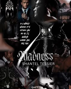 an advertisement for the movie mavenss shantel tesser, with images of men and women