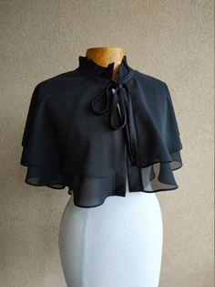 Elegant Black Capelet Romantic Black Cape Gothic Cape - Etsy Black Capelet, Gothic Cape, Black Cape, Wedding Cape, Shoulder Wrap, Cover Ups, Dress Cover, Black Wedding, Character Outfits