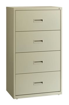 a white filing cabinet with five drawers