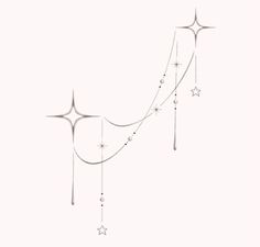 a drawing of a star and crescent with stars hanging from it's sides, on a white background