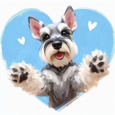 a dog with his paws up in the shape of a heart