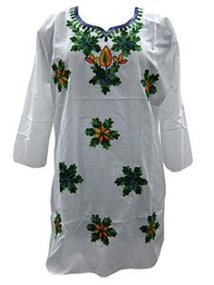 Boho Indian Kurta White Tunic Tops Floral Embroidered Cot... https://www.amazon.ca/dp/B06XZ7G6W8/ref=cm_sw_r_pi_dp_x_hppRzbKXAY3QQ #TUNIC #BOHO #FASHION #HIPPIE #SALE #WHITE #GIFT #BOHOHIPPIE #GIFTFORHER Indian Kurta, Tunic Styles, Bohemian Fashion