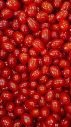 tomatoes are shown in this close up photo, and the red color is very vibrant