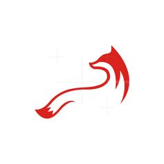 the fox logo is red and white, with an orange tail on it's head