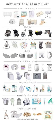 the baby products list is shown in this graphic style, and contains all kinds of items