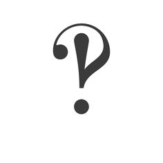 the question mark is shown in black on a white background, and it appears to be an icon