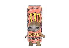 an animal in a can with the word juiced monster on it's back