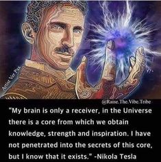 an image of a man holding up his hand with the words'my brain is only receiver, in the universe there is a core from which