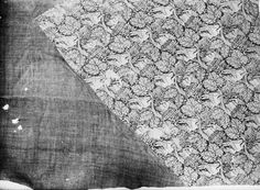 an old black and white photo with two different patterns on the same piece of cloth