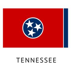 the state flag of tennessee with stars on it's center and text that reads,