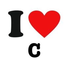 the word i love c is written in black and red with a heart on it