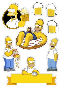 the simpsons characters are drinking beer and eating