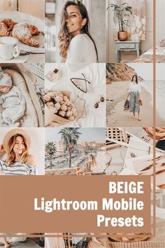 the lightroom mobile presets feature is shown in multiple photos, including a woman with