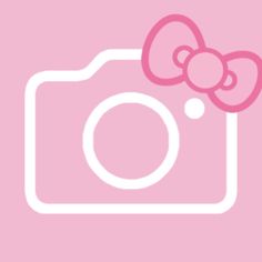 a pink hello kitty wallpaper with an image of a camera and bow on it