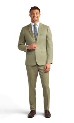 We're loving this new light green sage suit with stretch material.  An obvious hit for spring and summer events but this light green suit can be worn year round during the day.  If you're ready for a new look then change it up with a pale green suit and brown shoes the next time you need to dress up. Sage Suit, Light Green Suit, Attire Guide, Beach Formal, Formal Wedding Attire, Green Sage, Guest Attire, Green Suit, Wedding Attire Guest