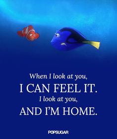 an image of two fish in the ocean with words below it that says, when i look at you, i can feel it i look at you and i'm home