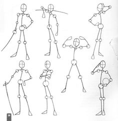 the drawing shows how to draw people with different poses and body shapes, including arms, legs