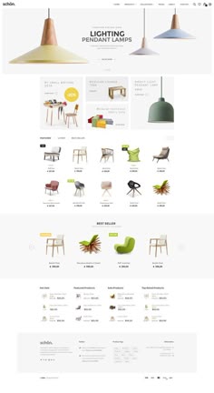 the homepage design for lighting products is shown in this screenshote, which shows different