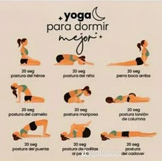 a woman doing yoga poses with the words'yoga para dormir meer '