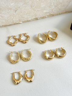 ♡Size of Hoops ♡ #1 -20mm x 15mm  #2-20mm x 15mm #3- 13mm x 18mm #4 -20mm x 18mm #5 -15mm x 15mm ♡Material♡ Premium Gold Plating with Stainless Steel  ♡ Shipping♡ -Domestic : We will ship the orders within 1-3 days after we complete the process .AUD5 Flat  shipping Cost within Australia .We Ship it with Domestic letter with Tracking .  Please DO contact us if you want to ship it as Australia parcel post (Cost may Apply )  Spend AUD50 to Enjoy Free Shipping . Use Code:AUSTRALIA50 -International s Cheap Small Hoop Earrings As Gift, Everyday Round Tarnish Resistant Earrings, Everyday Tarnish Resistant Round Earrings, Trendy Hypoallergenic Round Huggie Earrings, Trendy Hypoallergenic Huggie Earrings, Hypoallergenic Hoop Earrings For Everyday Use, Minimalist Rounded Earrings For Gifts, Simple Tarnish Resistant Hoop Earrings Gift, Small Hypoallergenic Everyday Jewelry