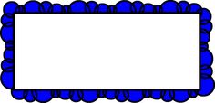 a blue frame with scalloped edges on a white background, in the shape of a rectangle