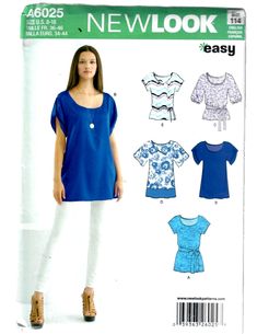 Naaien Blouses, New Look Patterns, Tunic Sewing Patterns, Sewing Blouses, Sewing Tops, Tunic Pattern, Top Sewing Pattern, Easy Sewing Patterns, Simplicity Patterns