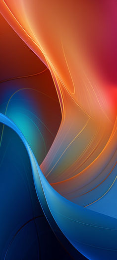 an abstract background with blue, orange and red colors in the form of wavy lines