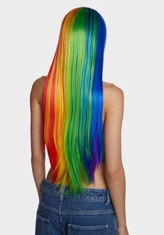 cuz be whoever you wanna be! Glow it up with this straight long wig that has a rainbow pattern and is 28 inches long. Rainbow Hair Colors, Exotic Hair Color, Exotic Hair, Blonde Shades, Color Wigs, Rainbow Wig, Pretty Rainbow, Rainbow Hair Color, Shades Of Blonde