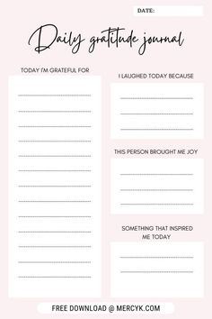 gratitude journal Greatfulness Journal, Evening Journal Template, How To Be More Grateful, Gratitude Journal Ideas Notebooks, Free Journal Printables Templates, Gratitude Journal Layout, Add Journaling