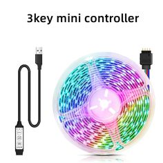 the colorful led strip is connected to an extension cable and plugged into a charger