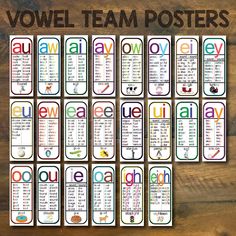 the words and numbers on this poster are all written in different colors, shapes and sizes