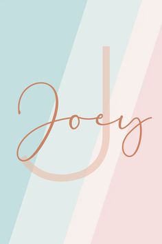 the word jordy written in cursive writing on a pastel blue and pink background